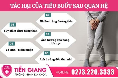 Tác hại của tình trạng tiểu buốt sau quan hệ.